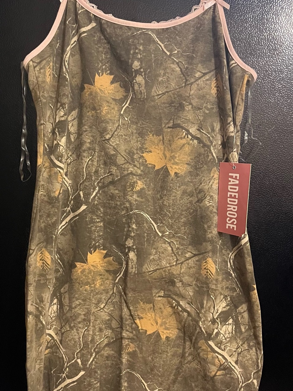 Faded Rose Olive & Mustard Leaf Print Slip Dress